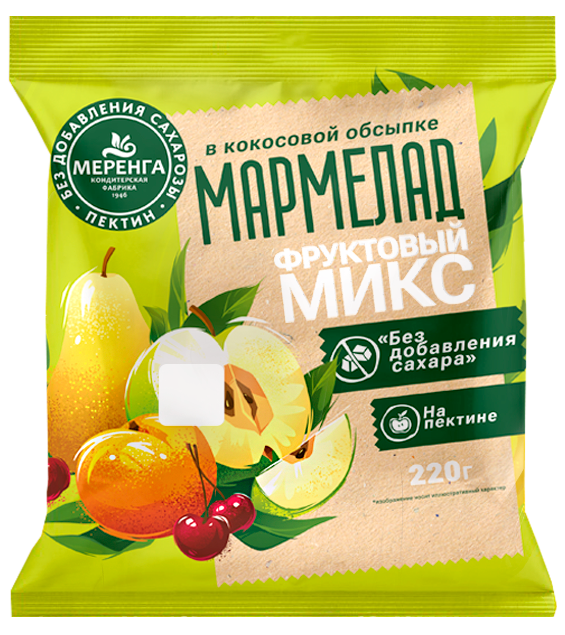  Меренга Мармелад без сахара в кокосовой обсыпке Фруктовый микс, 220г   в Майкопе