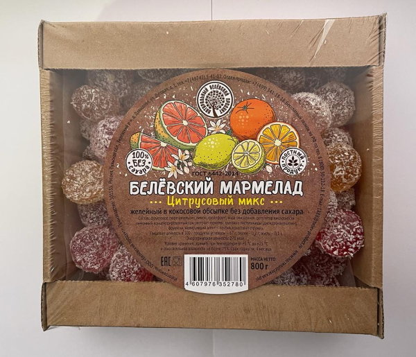 №1 Мармелад белевский на фруктозе 800г "Цитрусовый микс"    в Майкопе