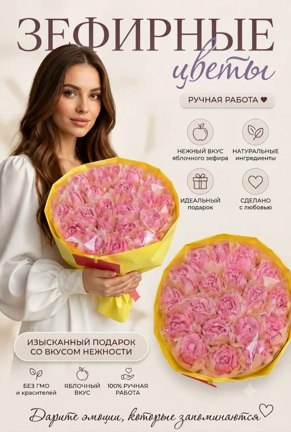 №1 Букет Зефирный Размер XL розовый,350г в Майкопе
